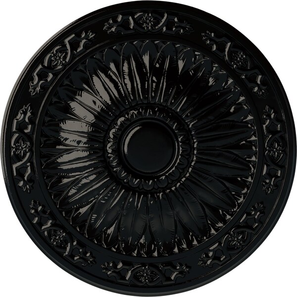 Ekena Millwork Lunel Ceiling Medallion (Fits Canopies up to 3 3/4"), Hand-Painted Black Pearl, 20 1/4"OD x 1 1/2"P CM20LUBPS - main